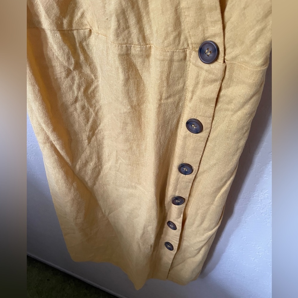 **NWT** size M Love Tree yellow linen blend button-down dress - Picture 6 of 7